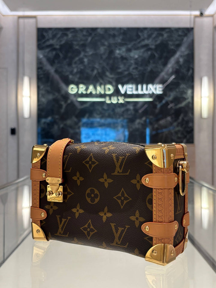 2026 MICROCHIP LOUIS VUITTON MINI SOFT TRUNK IN BROWN MONOGRAM ARCHIVE CANVAS