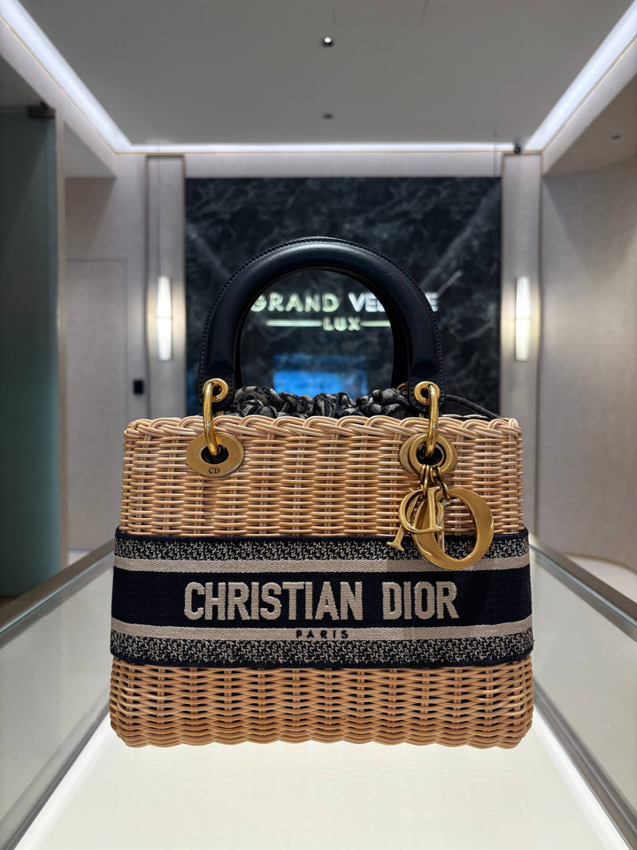 CHRISTIAN DIOR MEDIUM LADY DIOR BAG IN HANDWOVEN NATURAL RATTAN&amp;nbsp;
