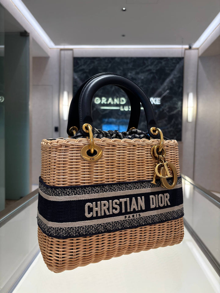 CHRISTIAN DIOR MEDIUM LADY DIOR BAG IN HANDWOVEN NATURAL RATTAN&amp;nbsp;