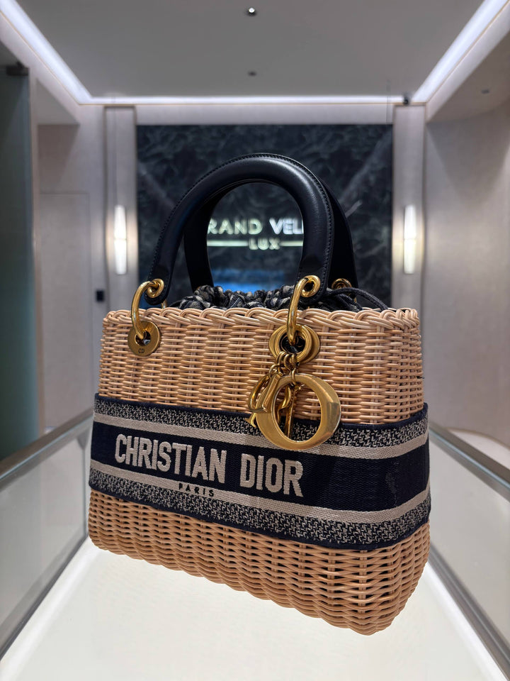 CHRISTIAN DIOR MEDIUM LADY DIOR BAG IN HANDWOVEN NATURAL RATTAN&amp;nbsp;