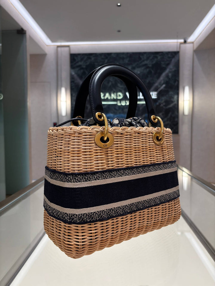 CHRISTIAN DIOR MEDIUM LADY DIOR BAG IN HANDWOVEN NATURAL RATTAN&amp;nbsp;