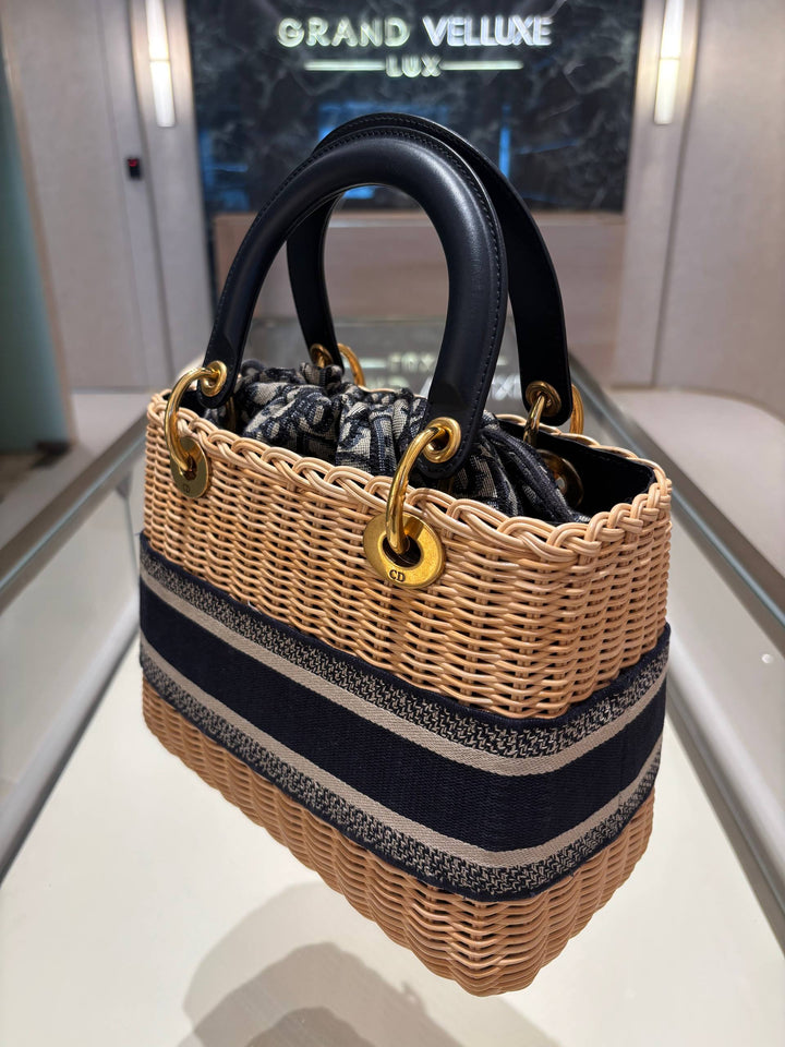 CHRISTIAN DIOR MEDIUM LADY DIOR BAG IN HANDWOVEN NATURAL RATTAN&amp;nbsp;