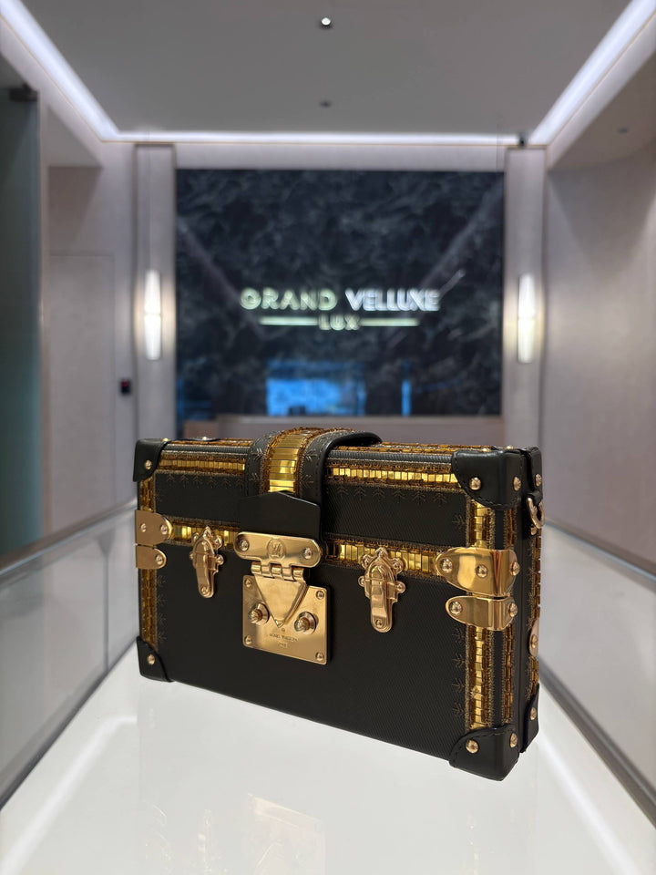 LOUIS VUITTON PETITE MALLE HANDBAG IN DARK GREEN LEATHER