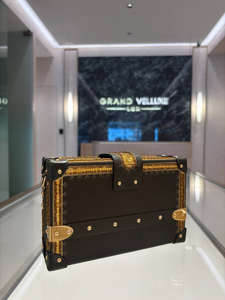 LOUIS VUITTON PETITE MALLE HANDBAG IN DARK GREEN LEATHER