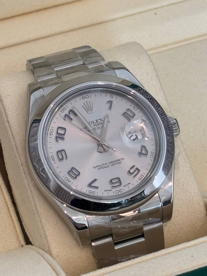2018 ROLEX DATEJUST II REF 116300 BLUE ARABIC PURPLE DIGITAL DIAL 41MM AUTOMATIC WATCH