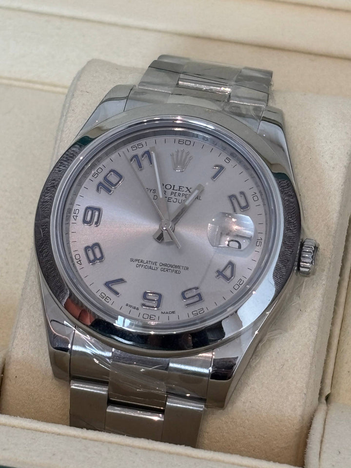 2018 ROLEX DATEJUST II REF 116300 BLUE ARABIC PURPLE DIGITAL DIAL 41MM AUTOMATIC WATCH