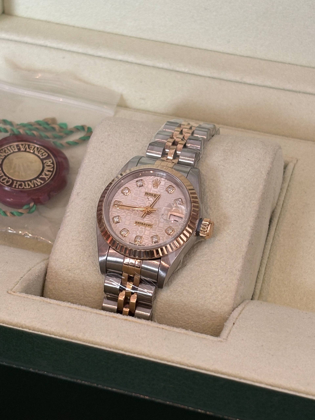 ROLEX LADY DATEJUST HALF 18K 750 YELLOW GOLD JUBILEE 69173 WHITE COMPUTER DIAMOND DIAL 26MM AUTOMATIC WATCH