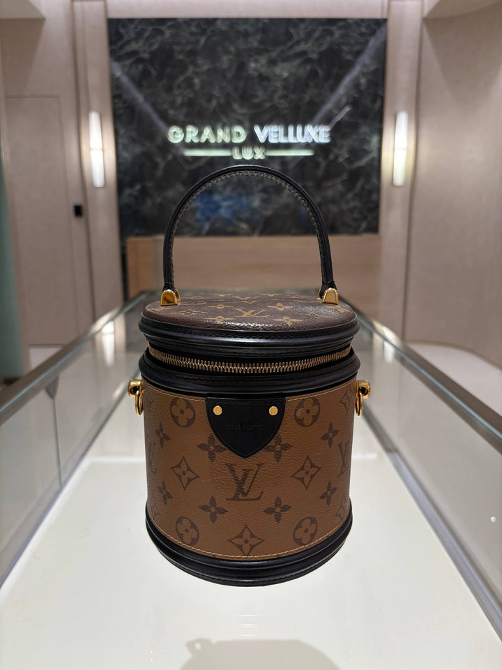 LOUIS VUITTON CANNES IN BROWN MONOGRAM REVERSE CANVAS &amp; BLACK CALF LEATHER