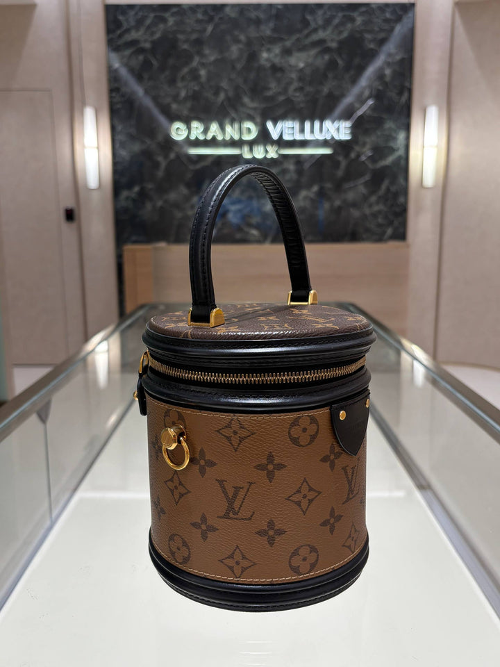 LOUIS VUITTON CANNES IN BROWN MONOGRAM REVERSE CANVAS &amp; BLACK CALF LEATHER