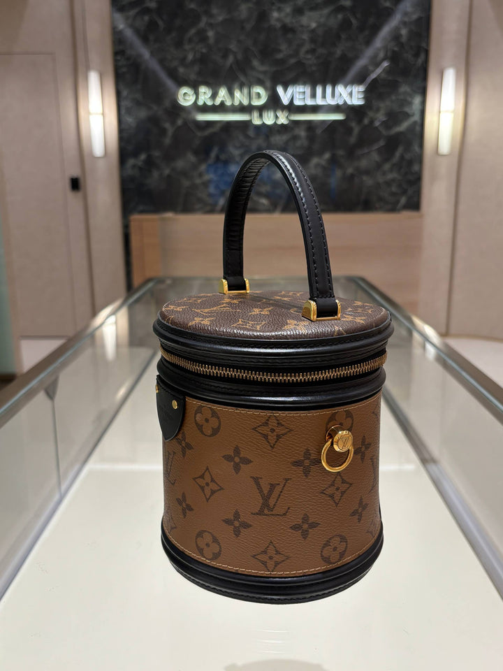LOUIS VUITTON CANNES IN BROWN MONOGRAM REVERSE CANVAS &amp; BLACK CALF LEATHER