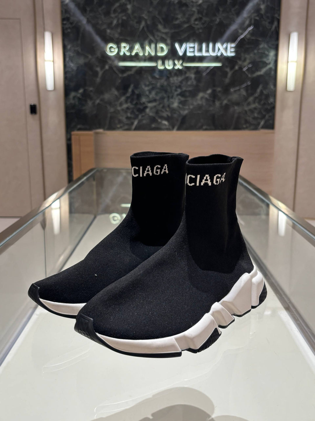 BALENCIAGA SPEED 2.0 TRAINER SNEAKERS SIZE 42 IN BLACK KNIT FABRIC