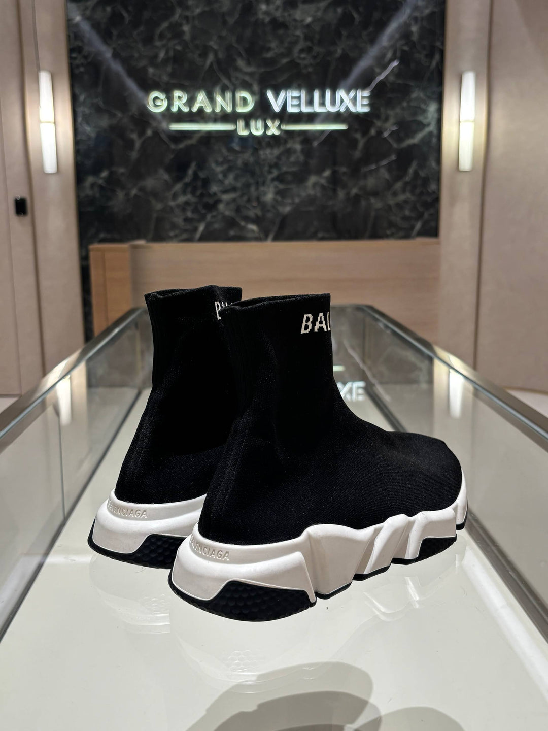 BALENCIAGA SPEED 2.0 TRAINER SNEAKERS SIZE 42 IN BLACK KNIT FABRIC